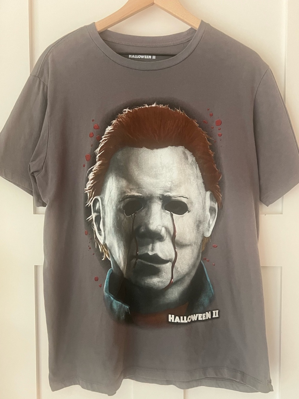 Halloween II Michael Myers Bleeding Eyes Graphic T-Shirt Horror Tee XL Unisex
